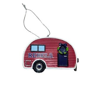 Ole‎ Miss Rebels Camper Christmas Ornament Red Blue Wreath Holiday Decor